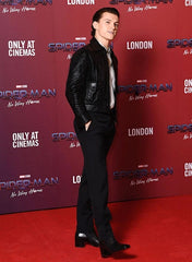 Tom Holland Spiderman Photocall Black Leather Jacket