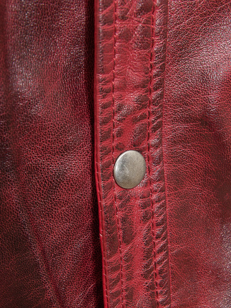 Men's Vintage Burgundy Leather Jacket MG09