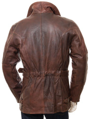 Men's Vintage Brown Leather Trench Coat MC12