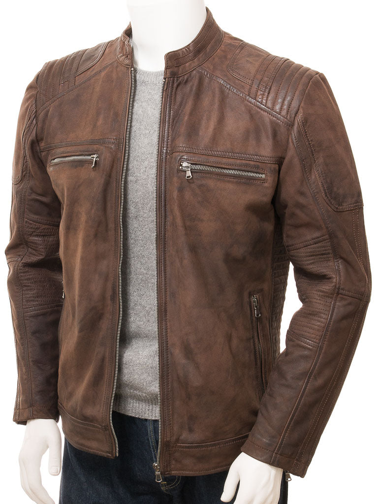 Men's Vintage Brown Leather Jacket MG10