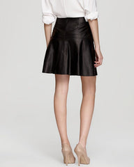 Women's A-Line Above Knee Leather Skirt WS13